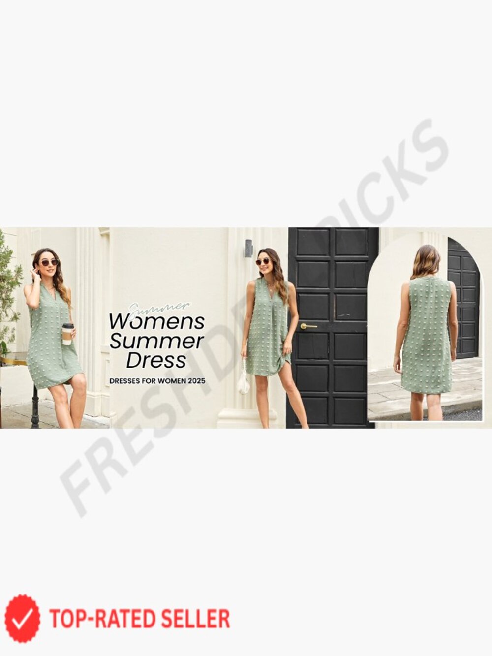 V-Neck Sleeveless Sundress Casual A-Line Tank Dress Relaxed Fit Lightweight - Picture 7 of 7